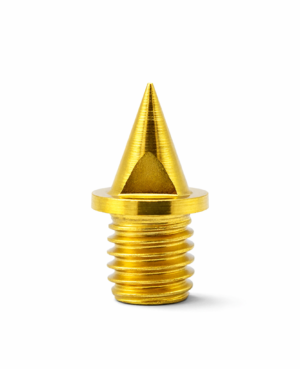Gold Carbon Lite Pyramid Spikes 6mm are ultra-lightweight replacement spikes designed for peak performance on synthetic tracks. Made from carbon steel alloy, they&rsquo;re 66% lighter than standard steel spikes&mdash;perfect for competition day.