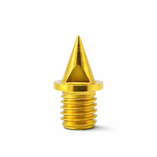 Carbonlite Gold Pyramid 6mm Spikes Gold Carbon Lite Pyramid Spikes 6mm are ultra-lightweight replacement spikes designed for peak performance on synthetic tracks. Made from carbon steel alloy, they’re 66% lighter than standard steel spikes—perfect for competition day.